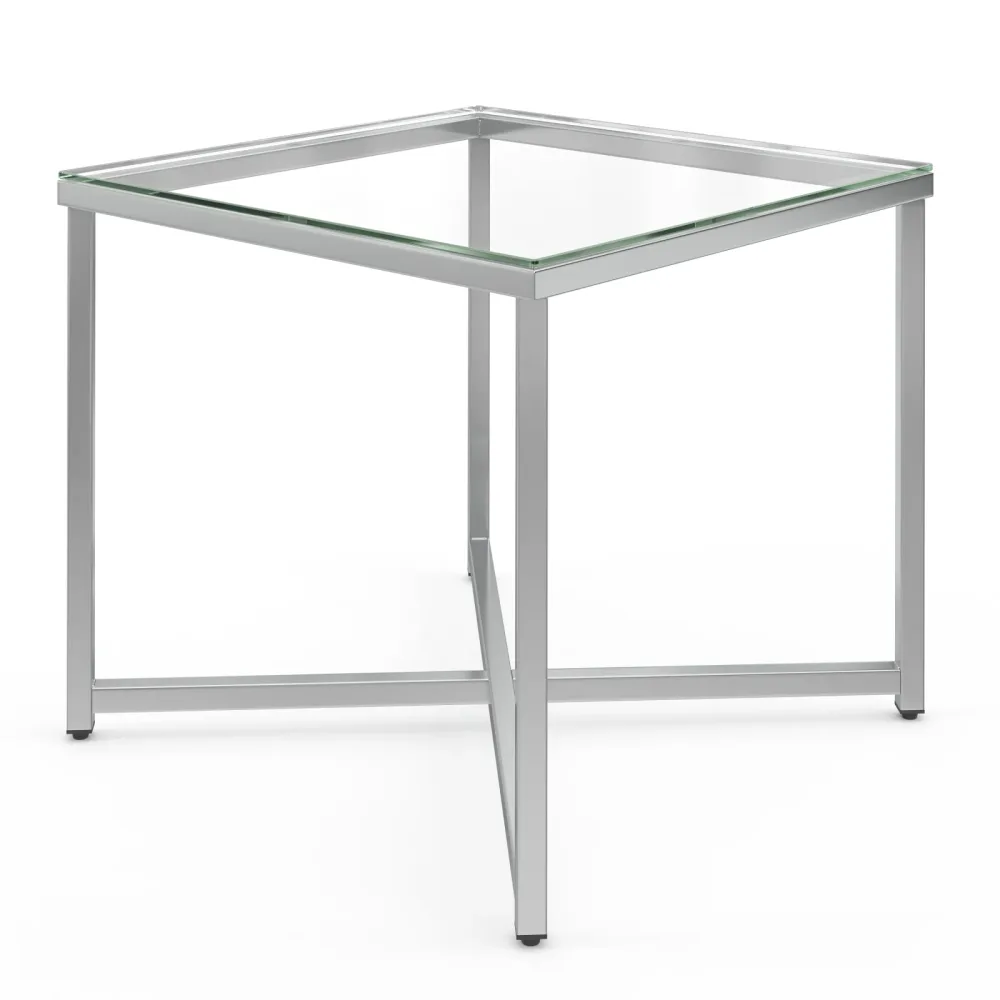 Beistelltisch Glas RUFIN 50 x 50 x 45 cm silber