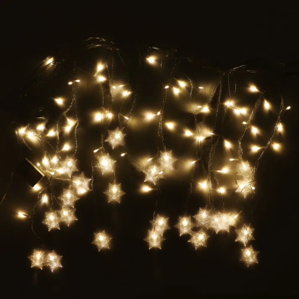 LED Lichtervorhang Schneeflocken 3.5 m warmweiss