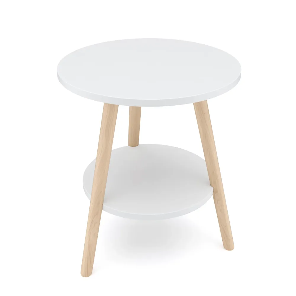 Beistelltisch Holz HERDA rund 40 x 45 cm weiss/natur
