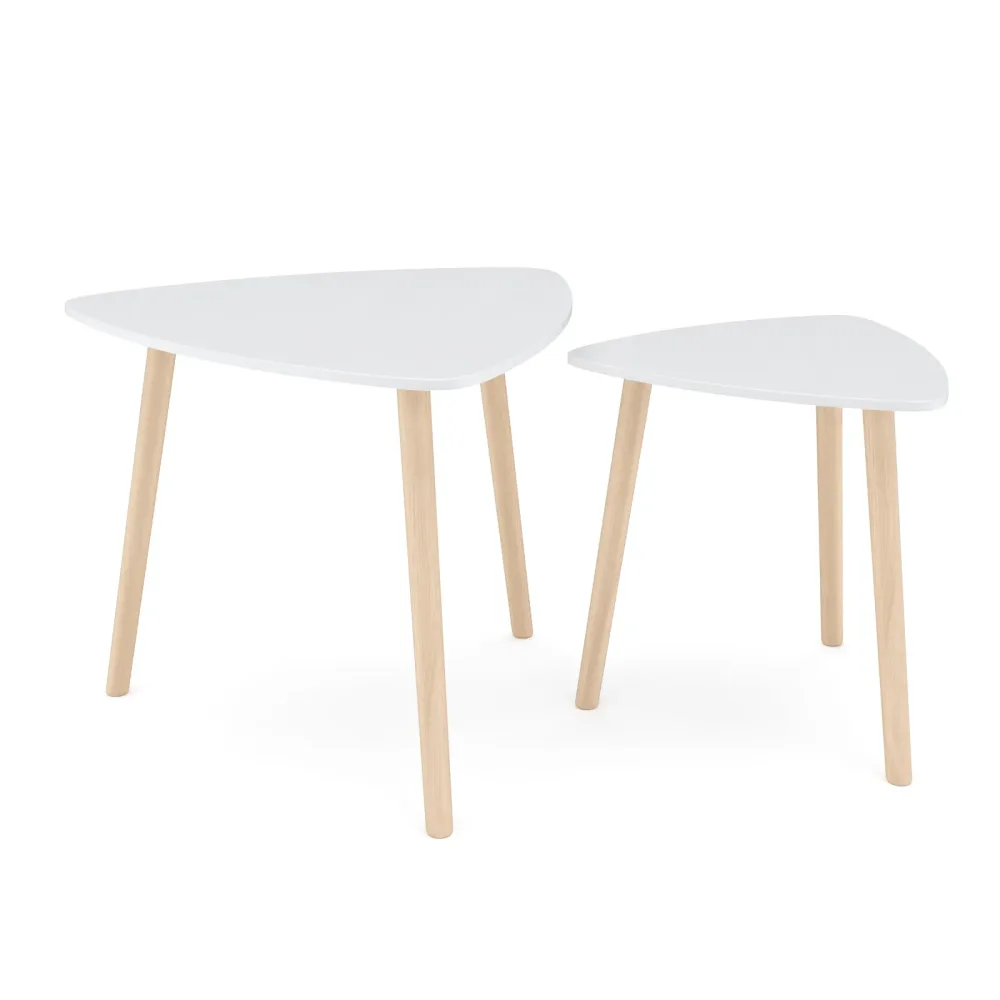 Beistelltisch Holz HERDA 2-teilig weiss/natur