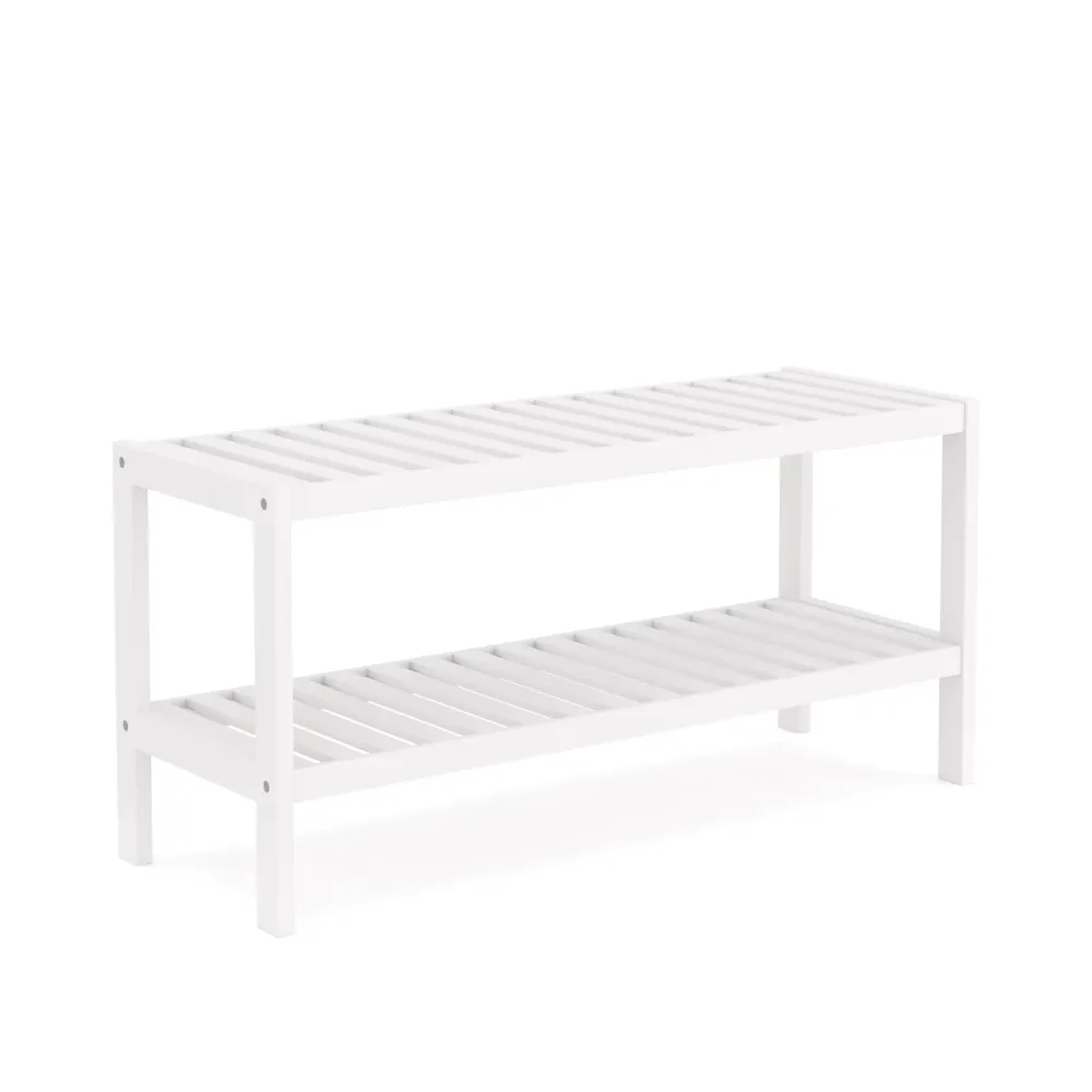 Schuhregal Bambus 2 Tablare 70 x 26 x 33 cm weiss