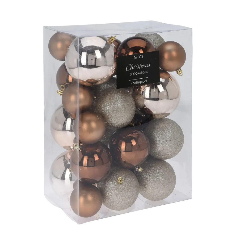 Weihnachtskugeln 26-teilig gold/braun