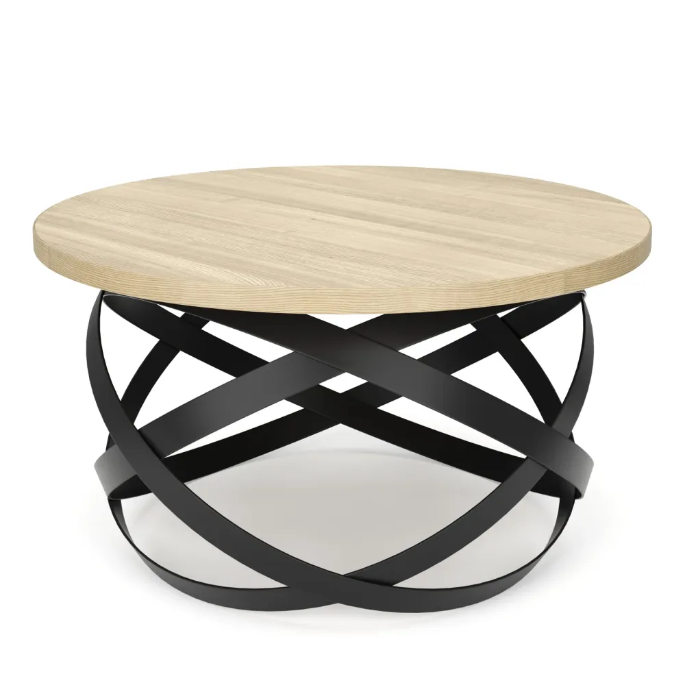 Beistelltisch RATEBEL rund 70 x 40 cm hellbraun/schwarz