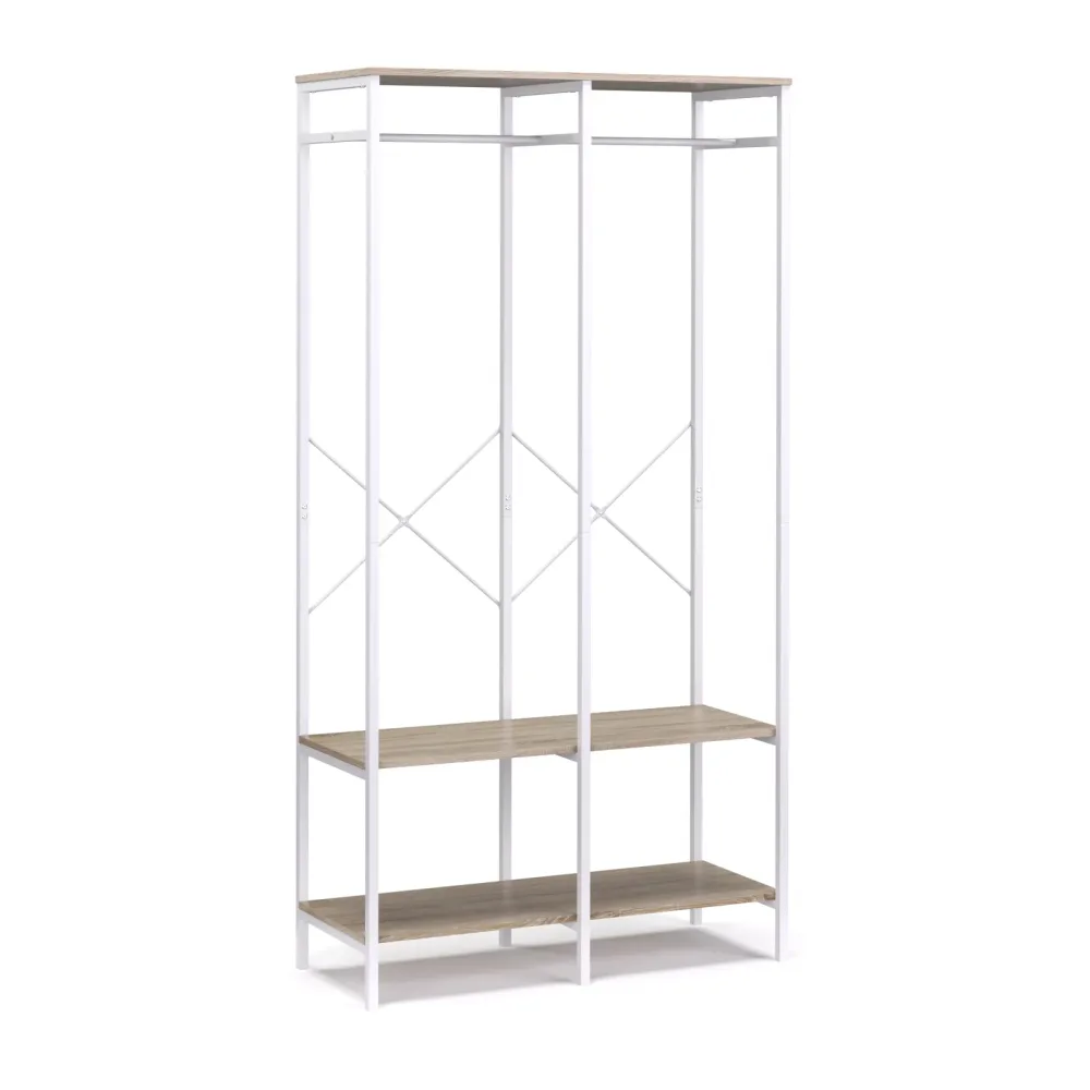 Garderobe Kleiderständer 94 x 180 cm weiss/braun