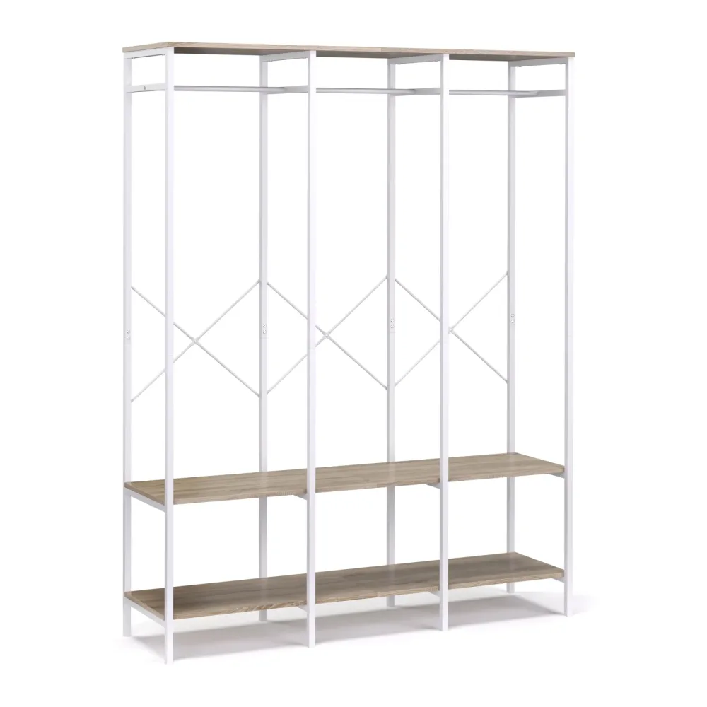Garderobe Kleiderständer 141 x 180 cm weiss/braun