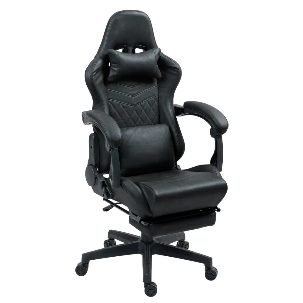 Gamingstuhl Bürostuhl Leder mit Massagefunktion GREG schwarz