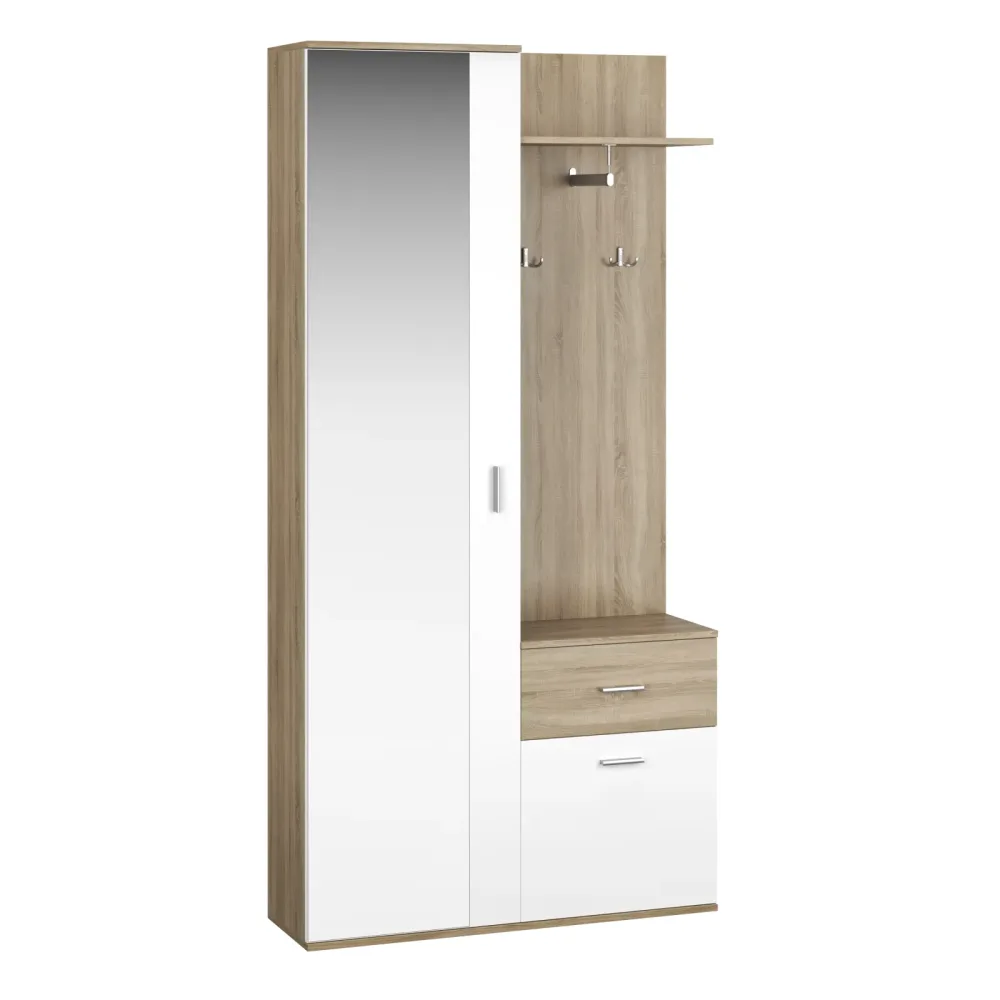 Garderobe NAZARIO 97 x 195 cm hellbraun/weiss
