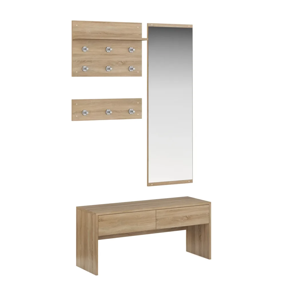 Garderobe Set JAKUB 4-teilig hellbraun