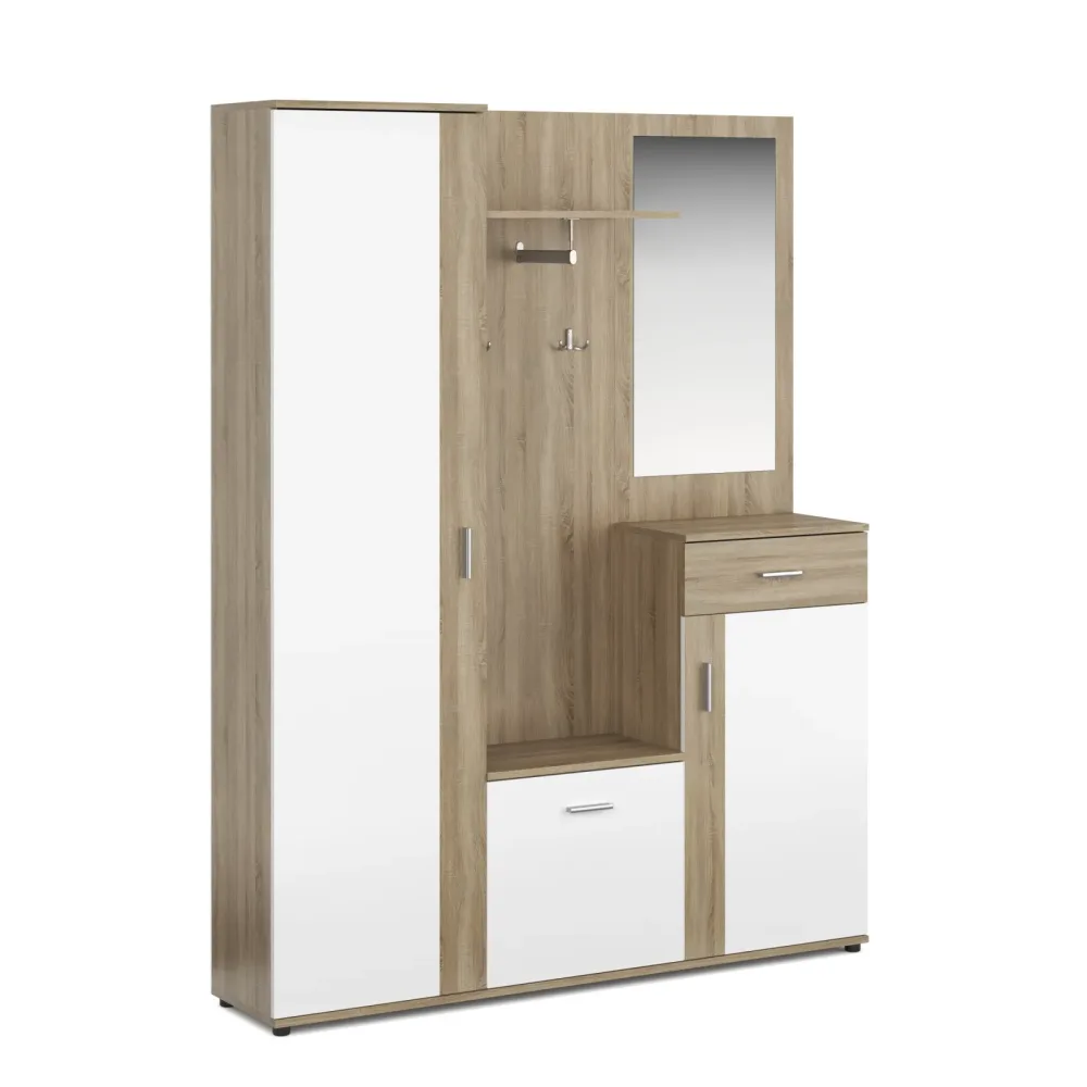 Garderobe ROMANO 140 x 180 cm hellbraun/weiss