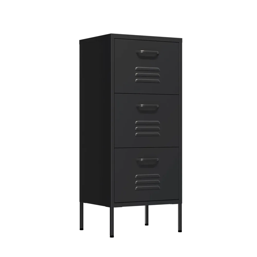 Kommode Metall KLAUS 3 Schubladen 42 x 101 cm schwarz