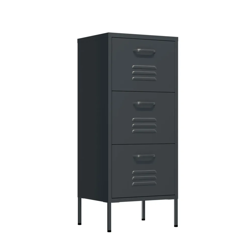 Kommode Metall KLAUS 3 Schubladen 42 x 101 cm anthrazit