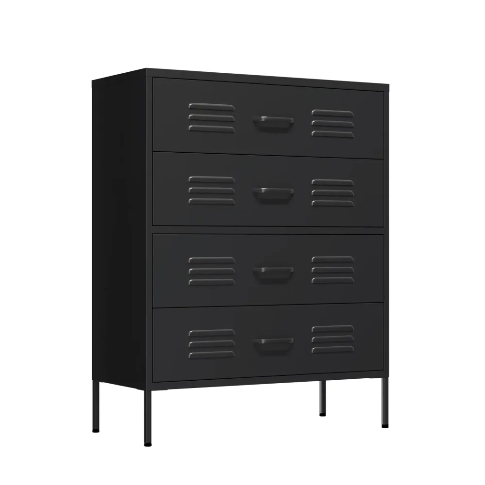Kommode Metall KLAUS 4 Schubladen 80 x 101 cm schwarz