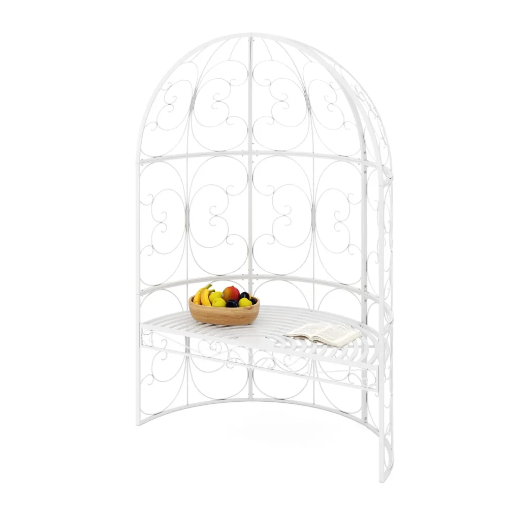 Halbpavillon mit Sitzbank YVETTE 120 x 178 cm weiss