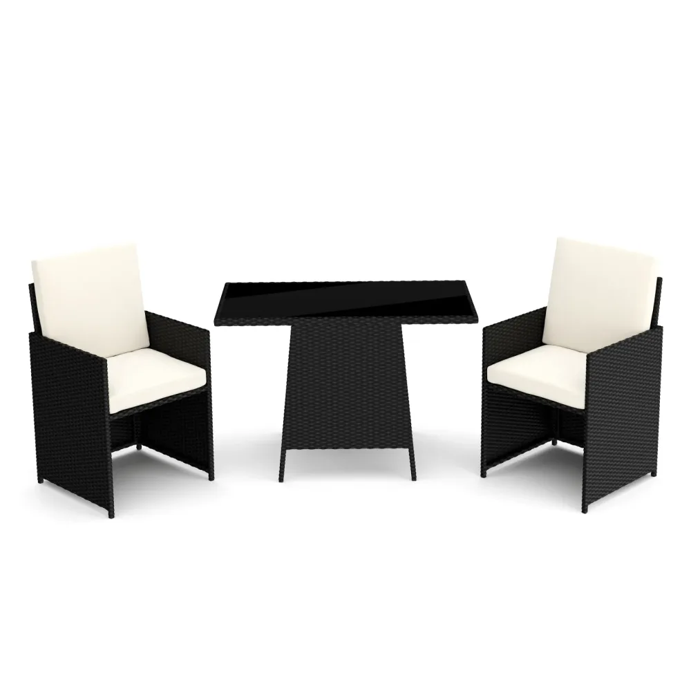 Gartenmöbel Set Rattan HAROLD schwarz/weiss
