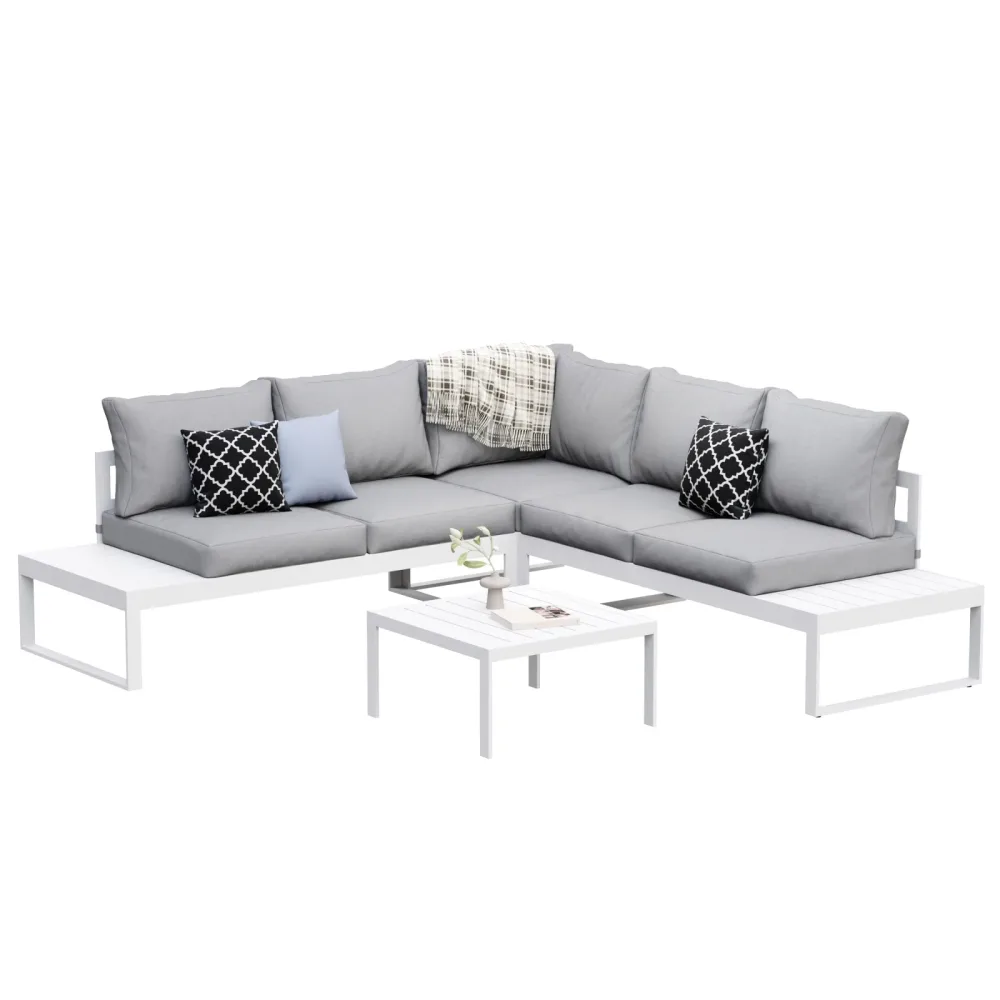 Lounge CAMILA hellgrau/weiss