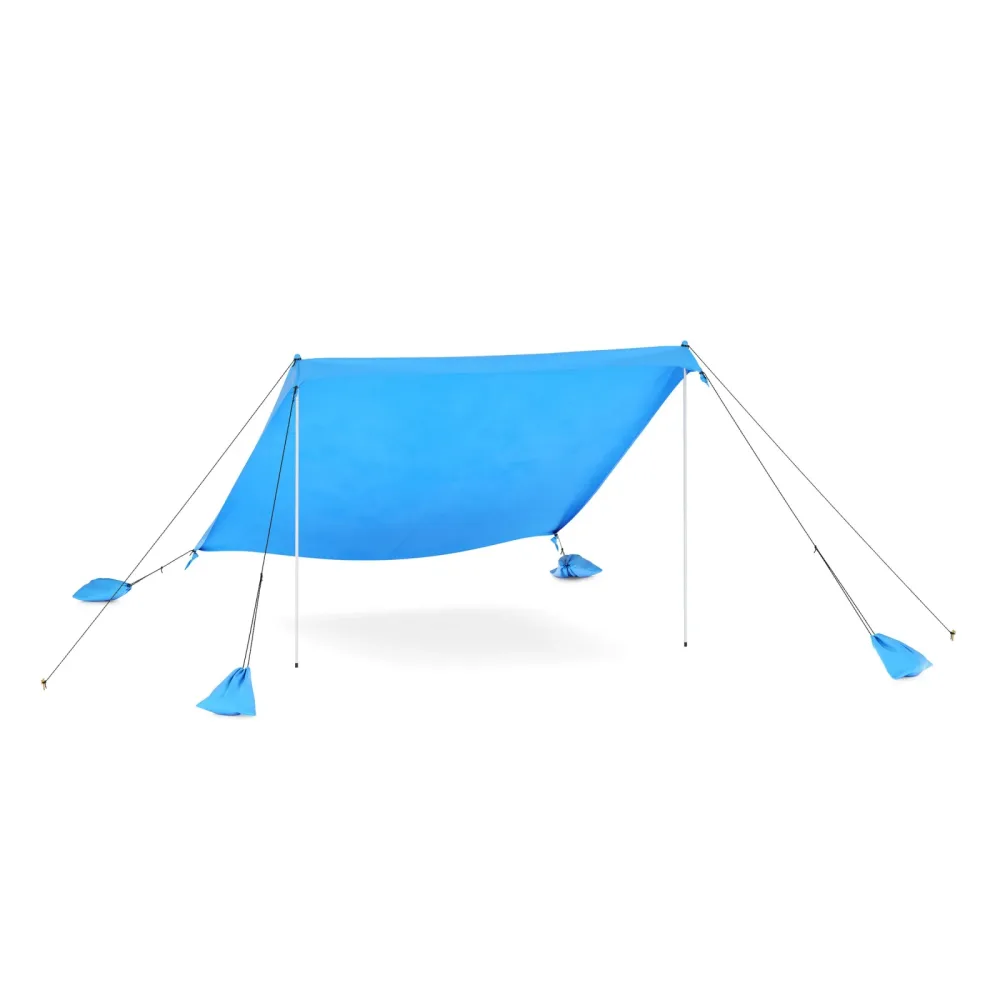 Strandzelt Sonnensegel mit 2 Stangen 280 x 280 x 200 cm hellblau