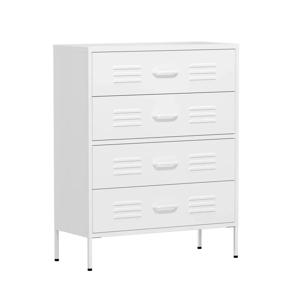 Kommode Metall KLAUS 4 Schubladen 80 x 101 cm weiss