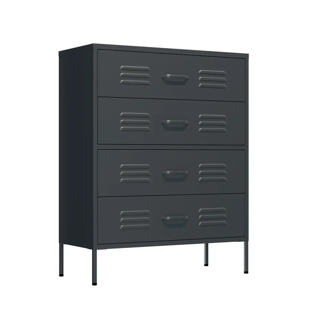 Kommode Metall KLAUS 4 Schubladen 80 x 101 cm anthrazit