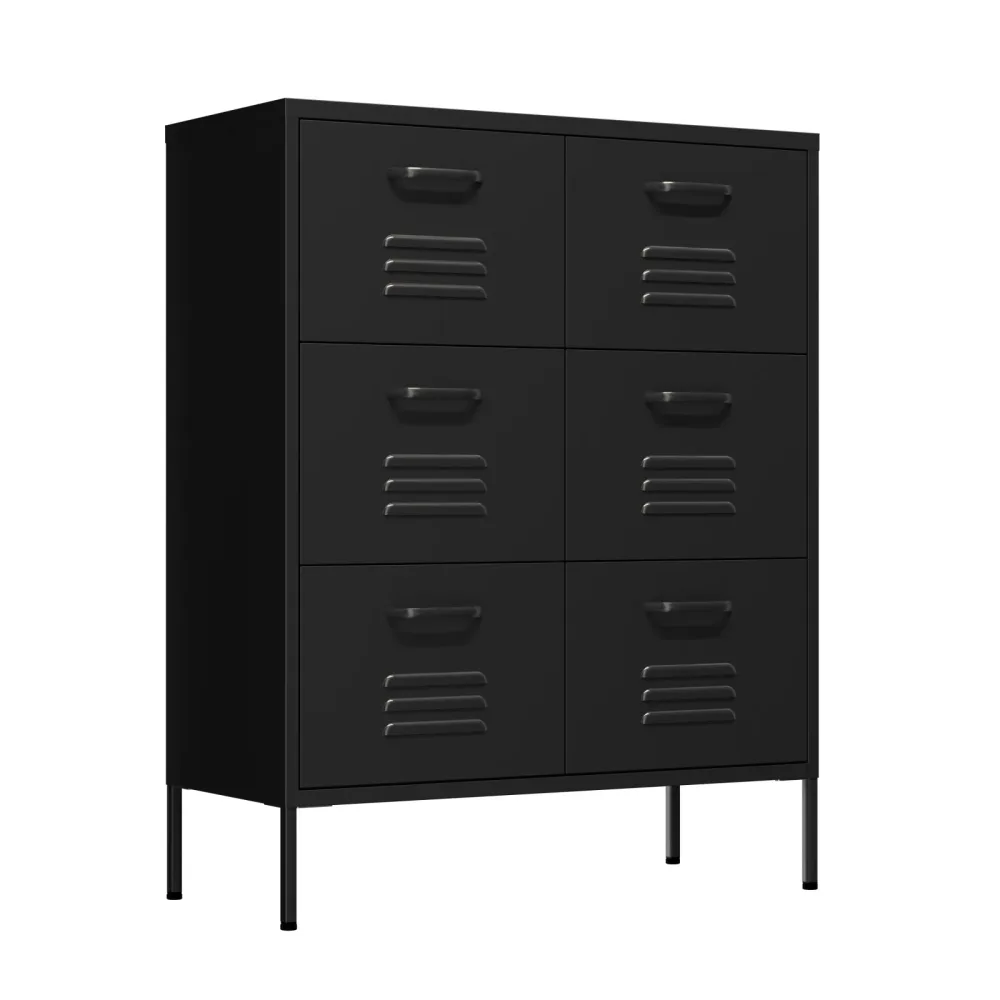 Kommode Metall KLAUS 6 Schubladen 80 x 101 cm schwarz