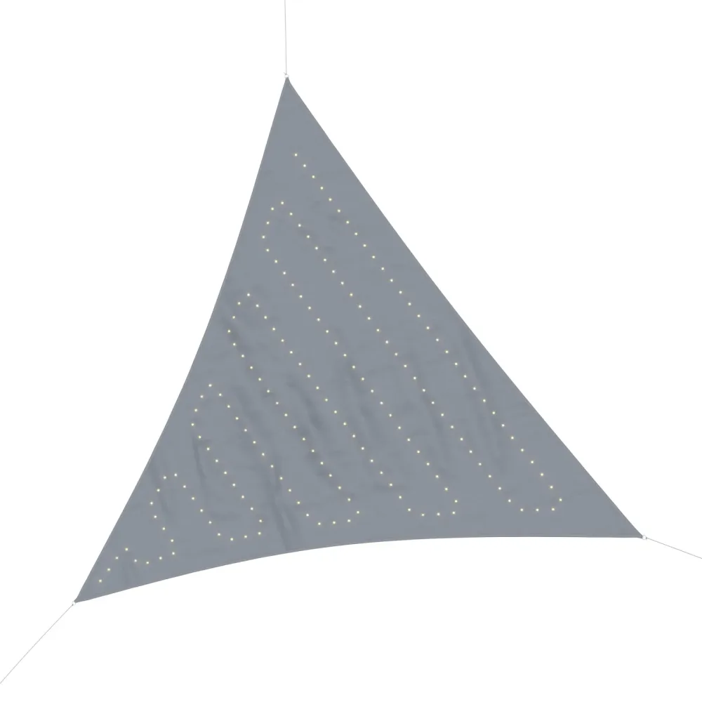 Sonnensegel Dreieck mit LED 3 x 3 x 3 m grau