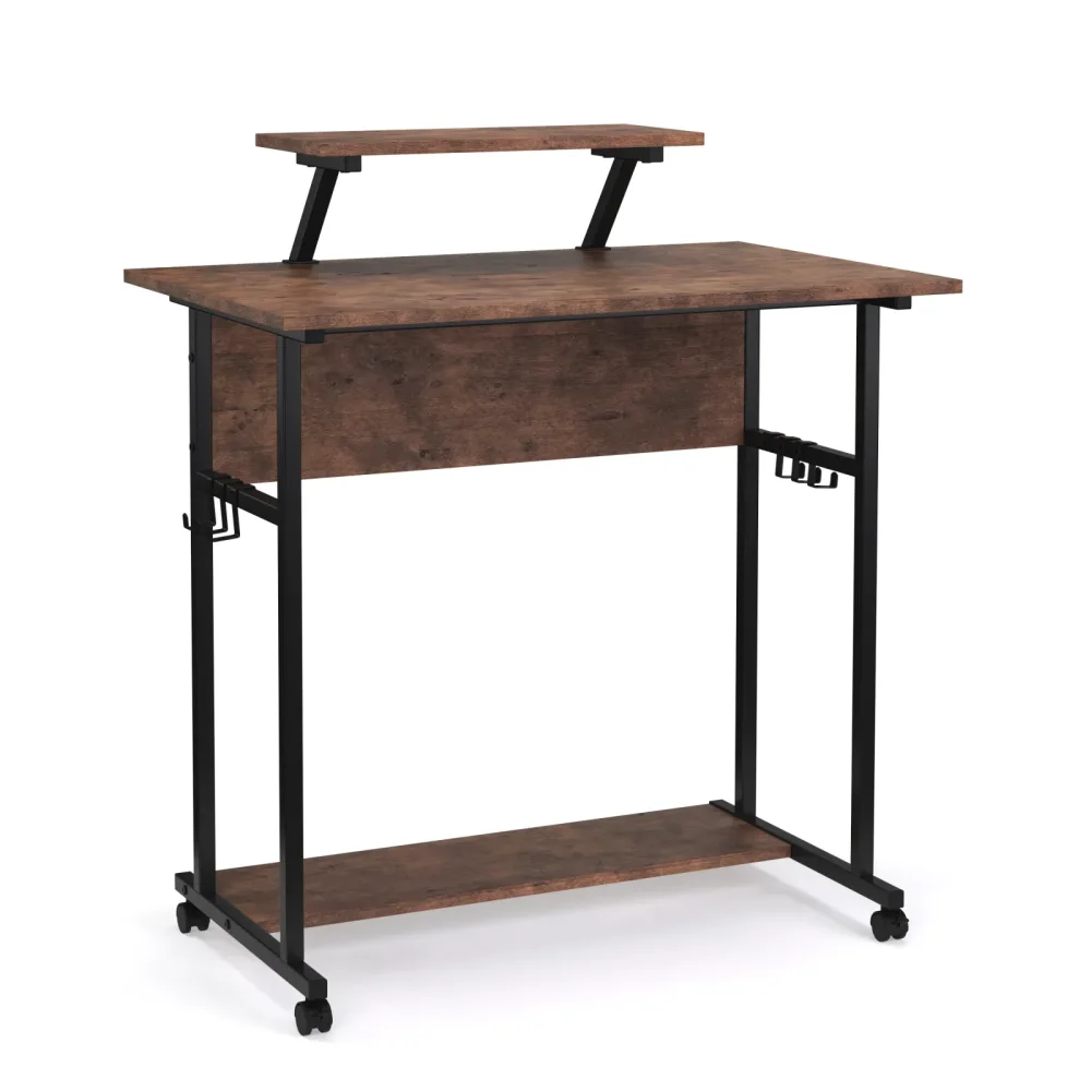 Schreibtisch Vintage BONITA auf Rollen mit Monitoraufsatz 80 x 50 x 90 cm