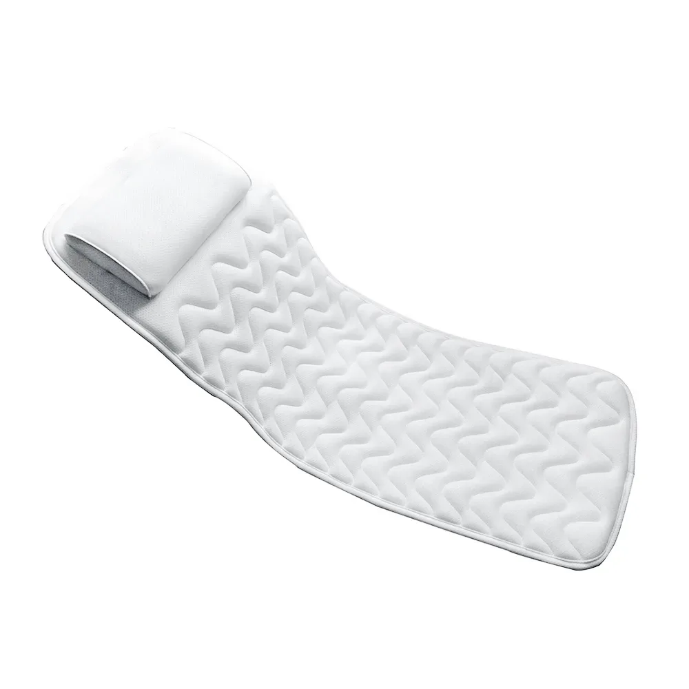 Badewannenkissen Wanneneinlage mit Saugnäpfen 125 x 43 cm weiss