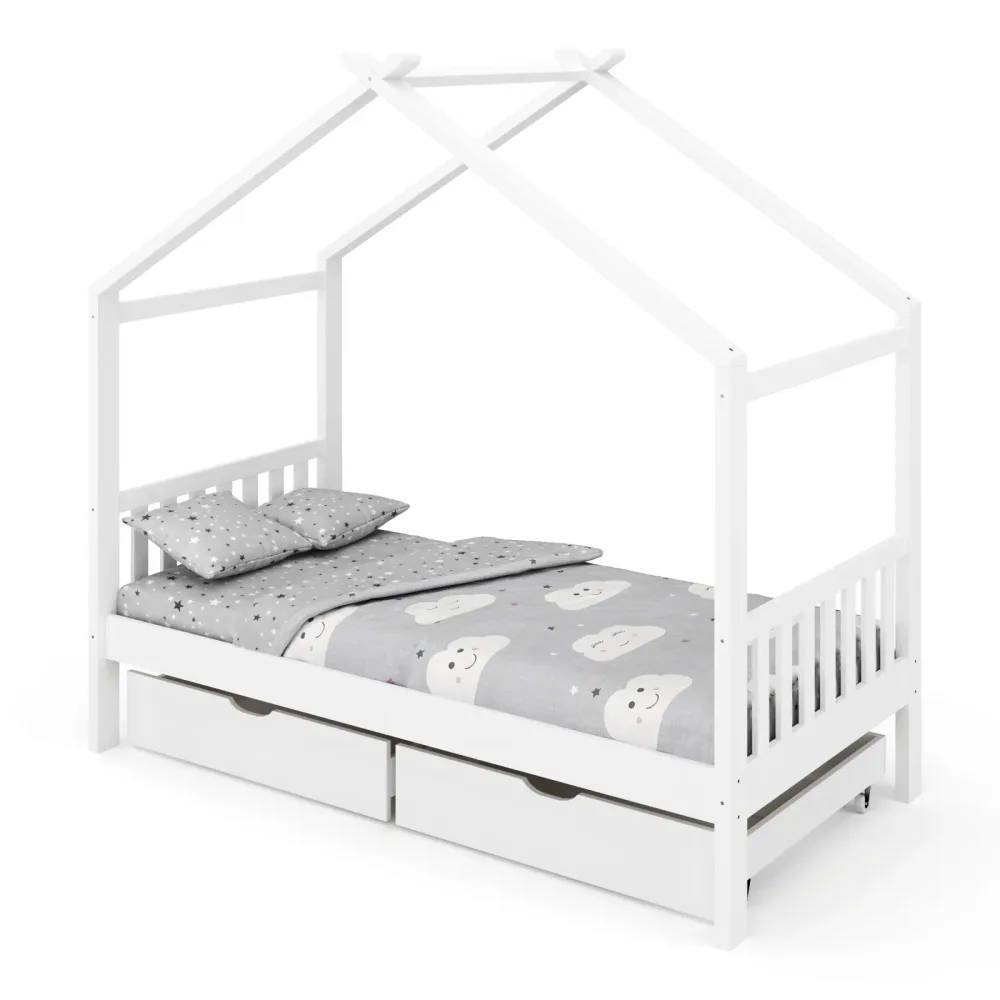 Kinderbett BEMBY mit 2 Schubladen 80 x 160 cm weiss