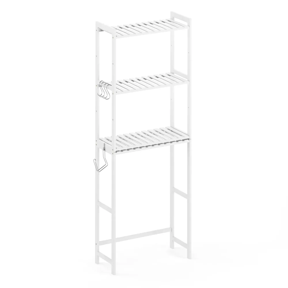 Toilettenregal Bambus 63 x 26 x 163 cm weiss