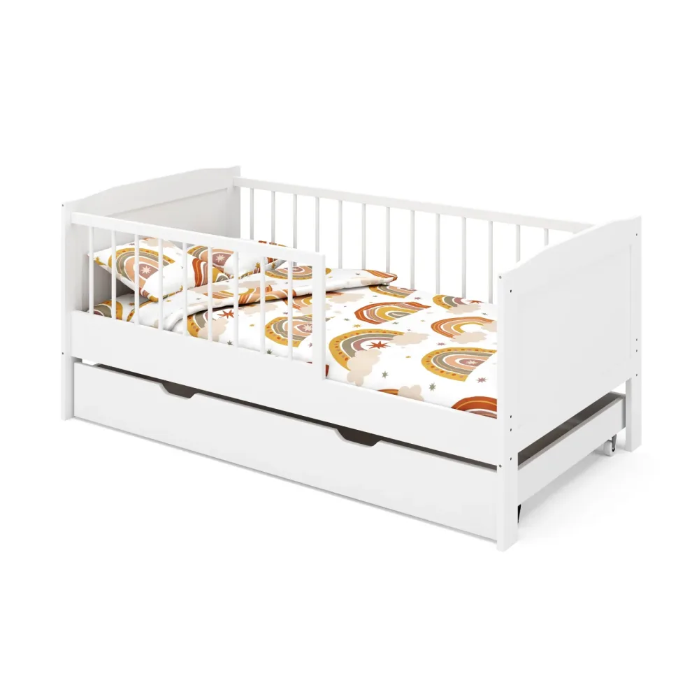 Kinderbett RAYA mit Schublade 70 x 140 cm weiss