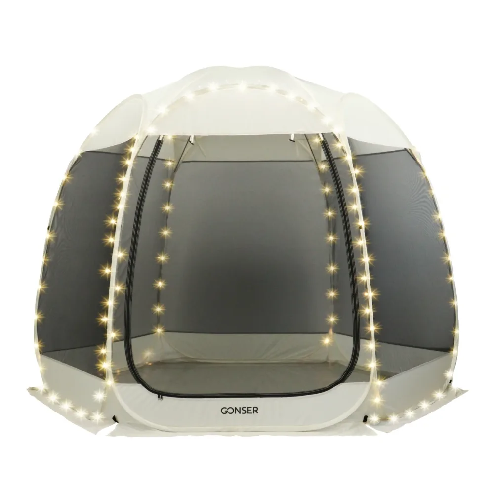 Pop-Up Pavillon LED 4-6 Personen 3 x 2 m transparent/schwarz