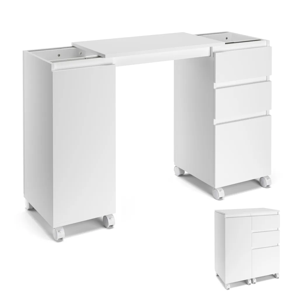Schreibtisch GREYSON ausziehbar 66 - 121 x 38 x 76 cm weiss