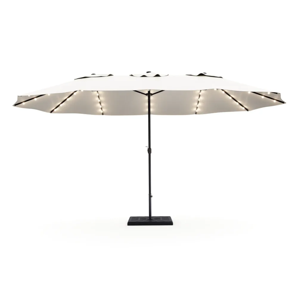 Doppel-Sonnenschirm OZE mit LED 460 x 270 cm weiss