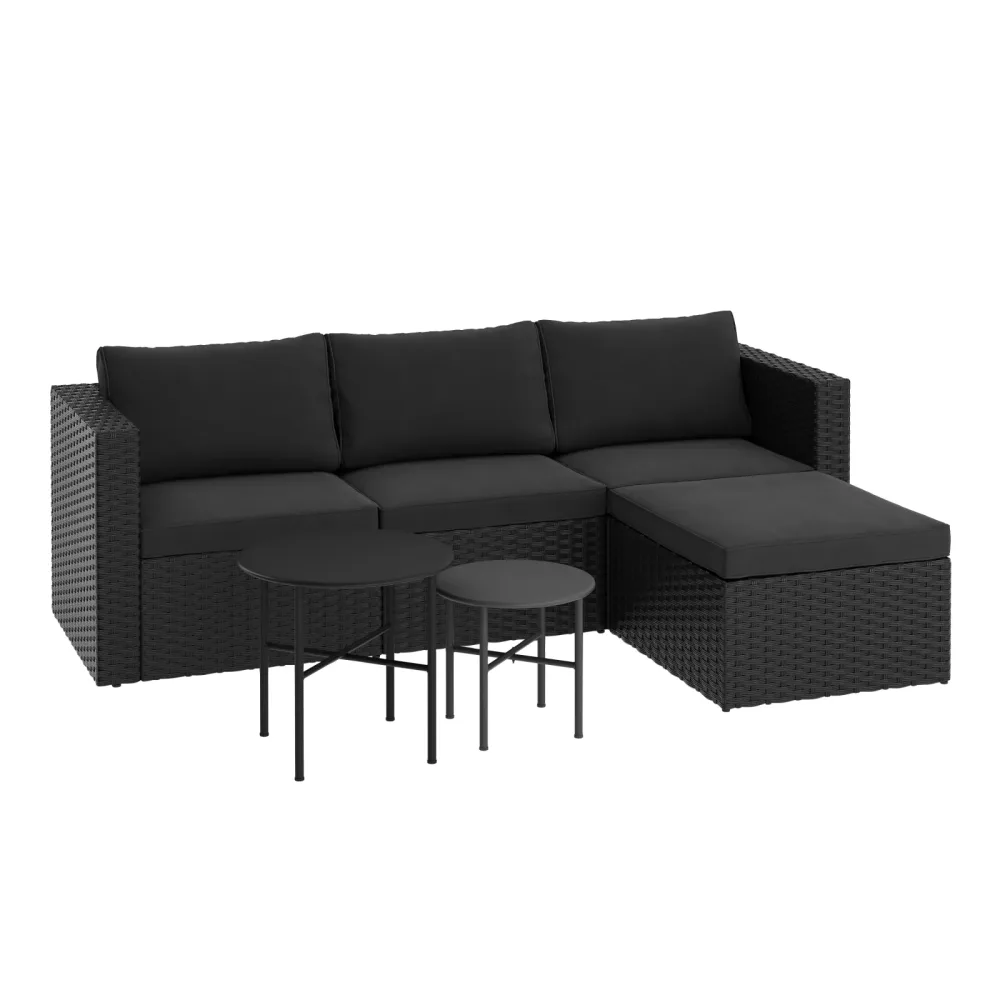 Rattanlounge TUGELA schwarz/anthrazit