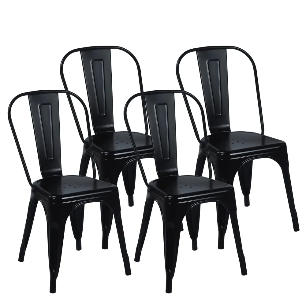 Esszimmerstuhl Metall METALUXE 4er Set schwarz