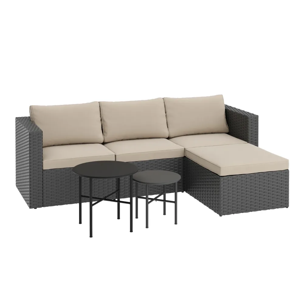 Rattanlounge TUGELA grau/beige