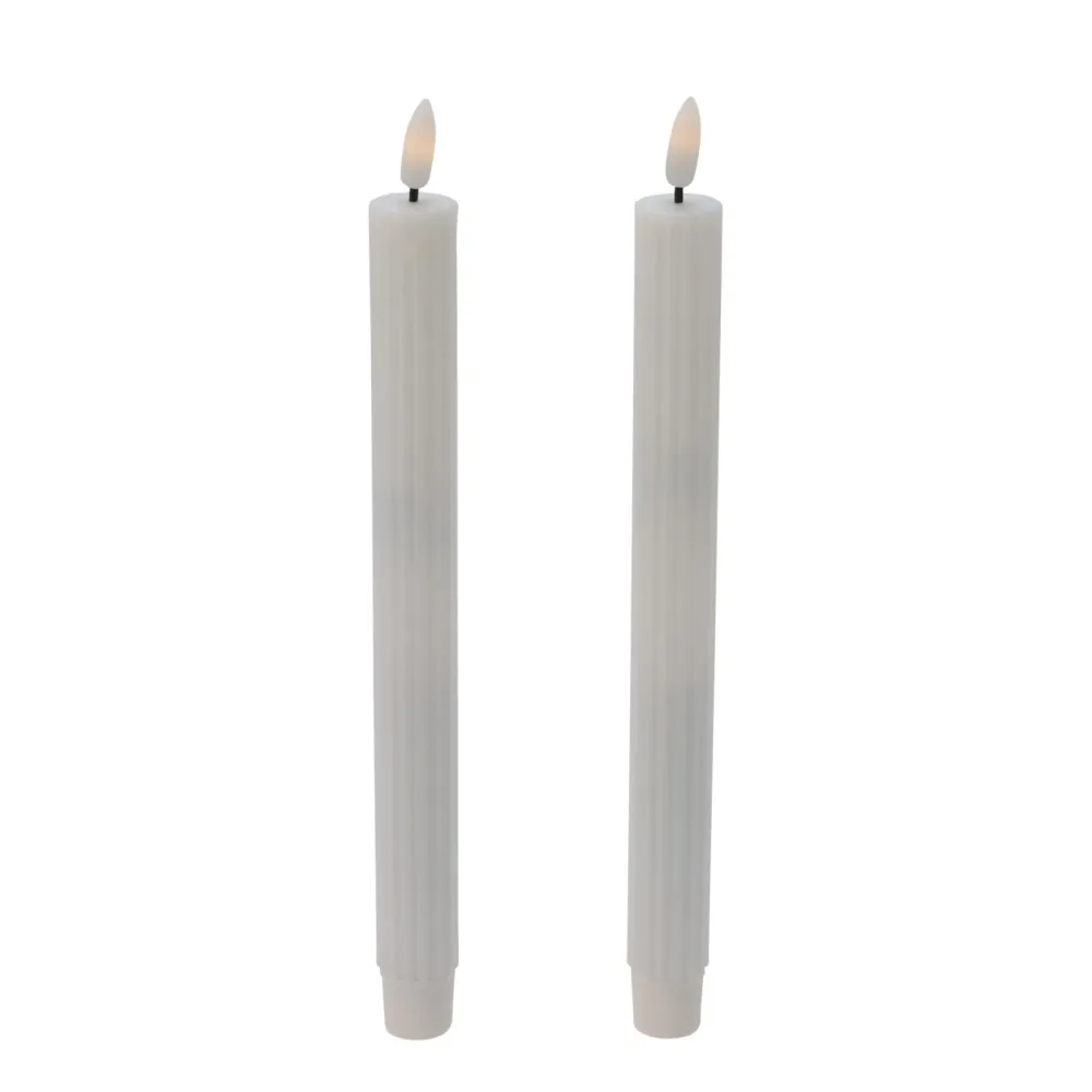 LED Tischkerze 2er Set 25 cm weiss