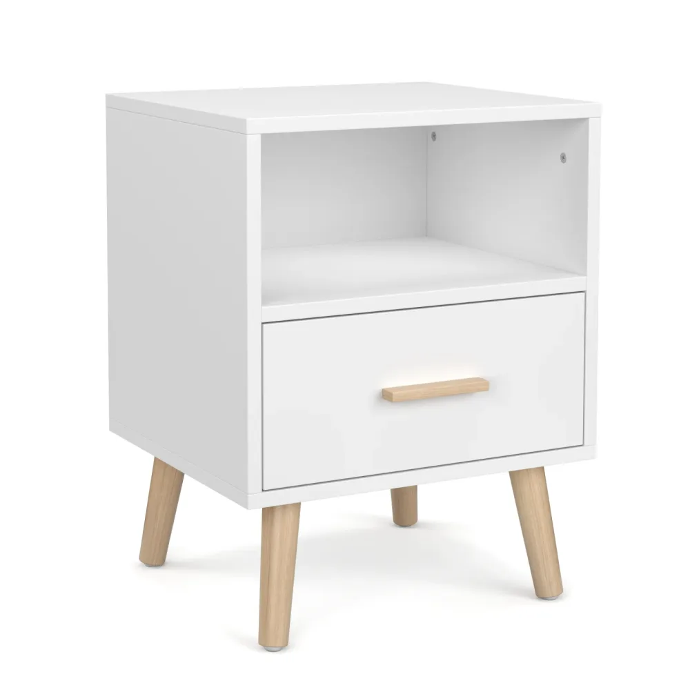 Nachttisch NORDIC 40 x 51 cm weiss/natur