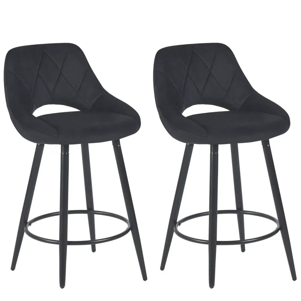 Barhocker Samt GORDON 2er Set anthrazit