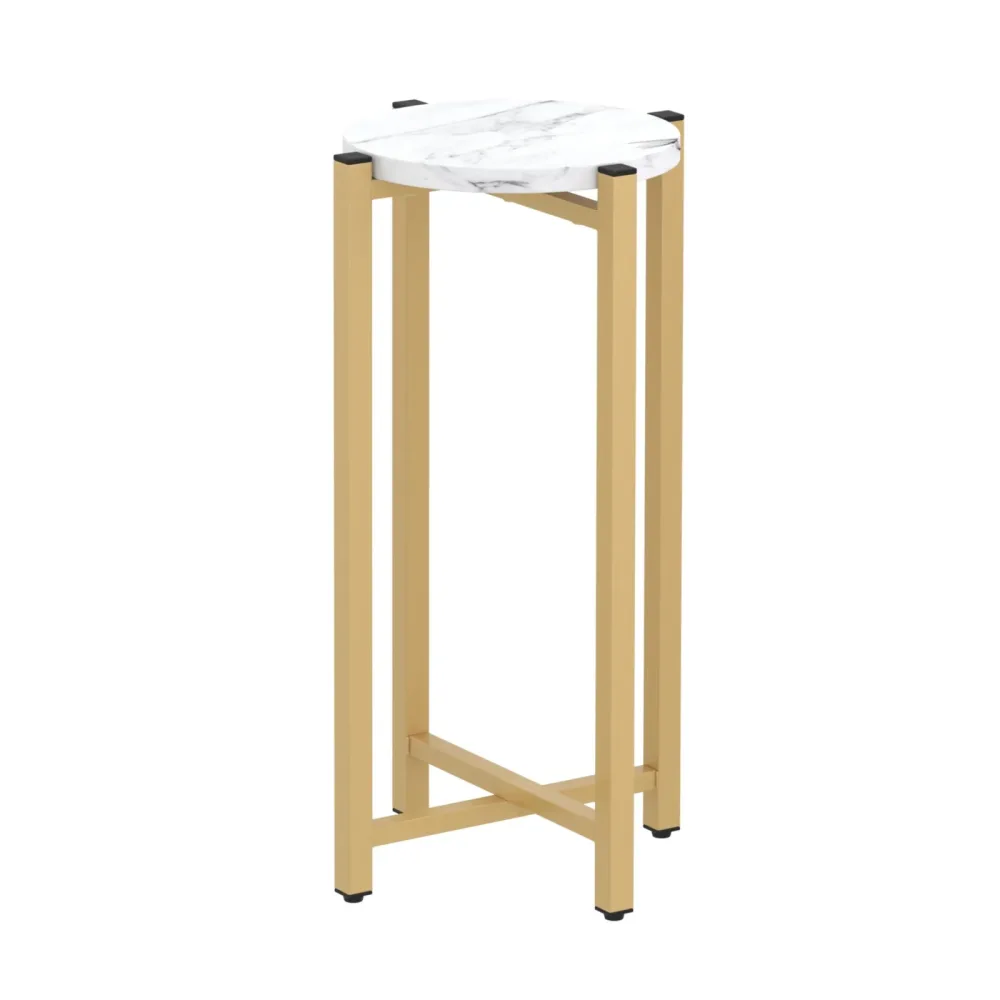 Beistelltisch PANO rund 22 x 22 x 57 cm weiss/gold
