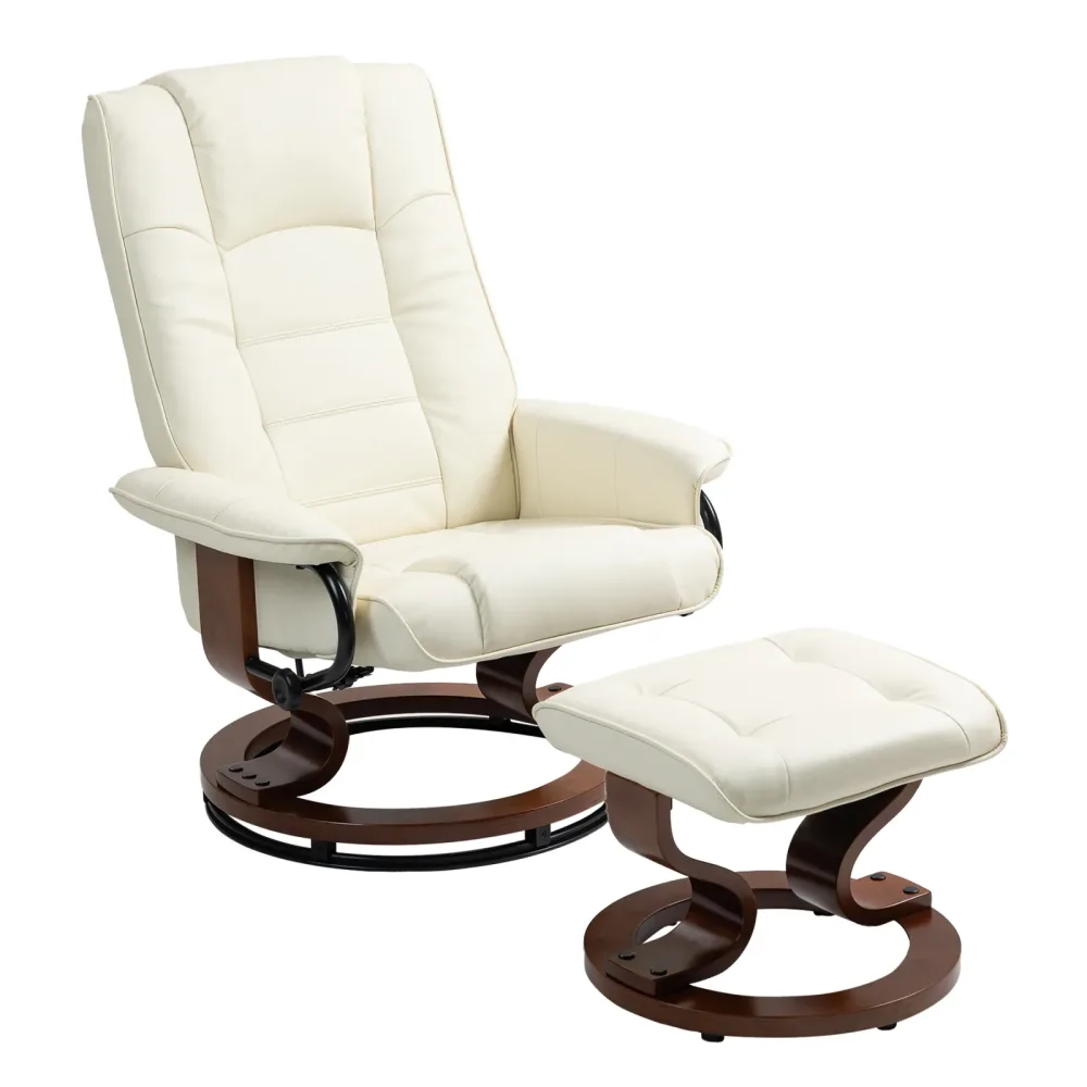 Relaxsessel Leder VITALII mit Hocker beige