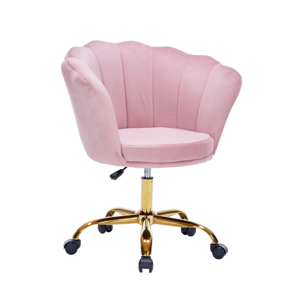 Bürostuhl Samt SHELLY pink/gold