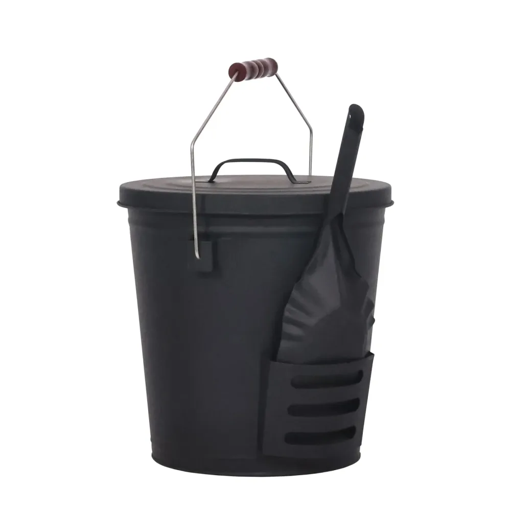 Ascheeimer mit Deckel und Schaufel 19L