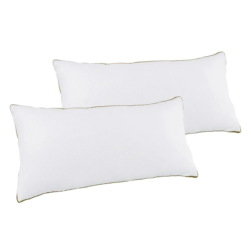 Kopfkissen 2er Set 80 x 40 cm weiss/gold