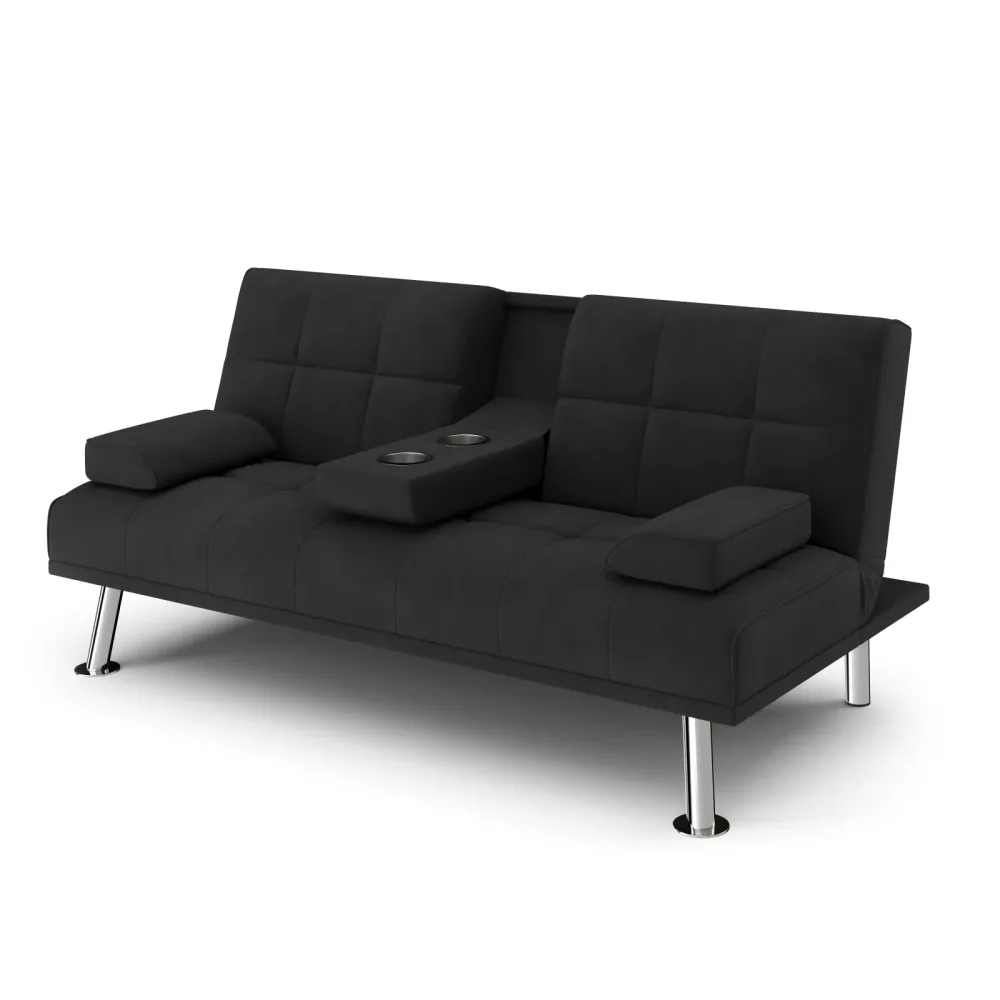 Schlafsofa POLLY mit Getränkehalter schwarz