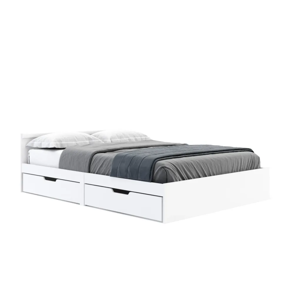 Bett Holz BELLA mit Stauraum und Schubladen 140 x 200 cm weiss