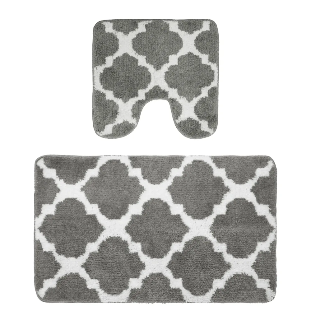 Badteppich Set ROSALIE 2-teilig grau