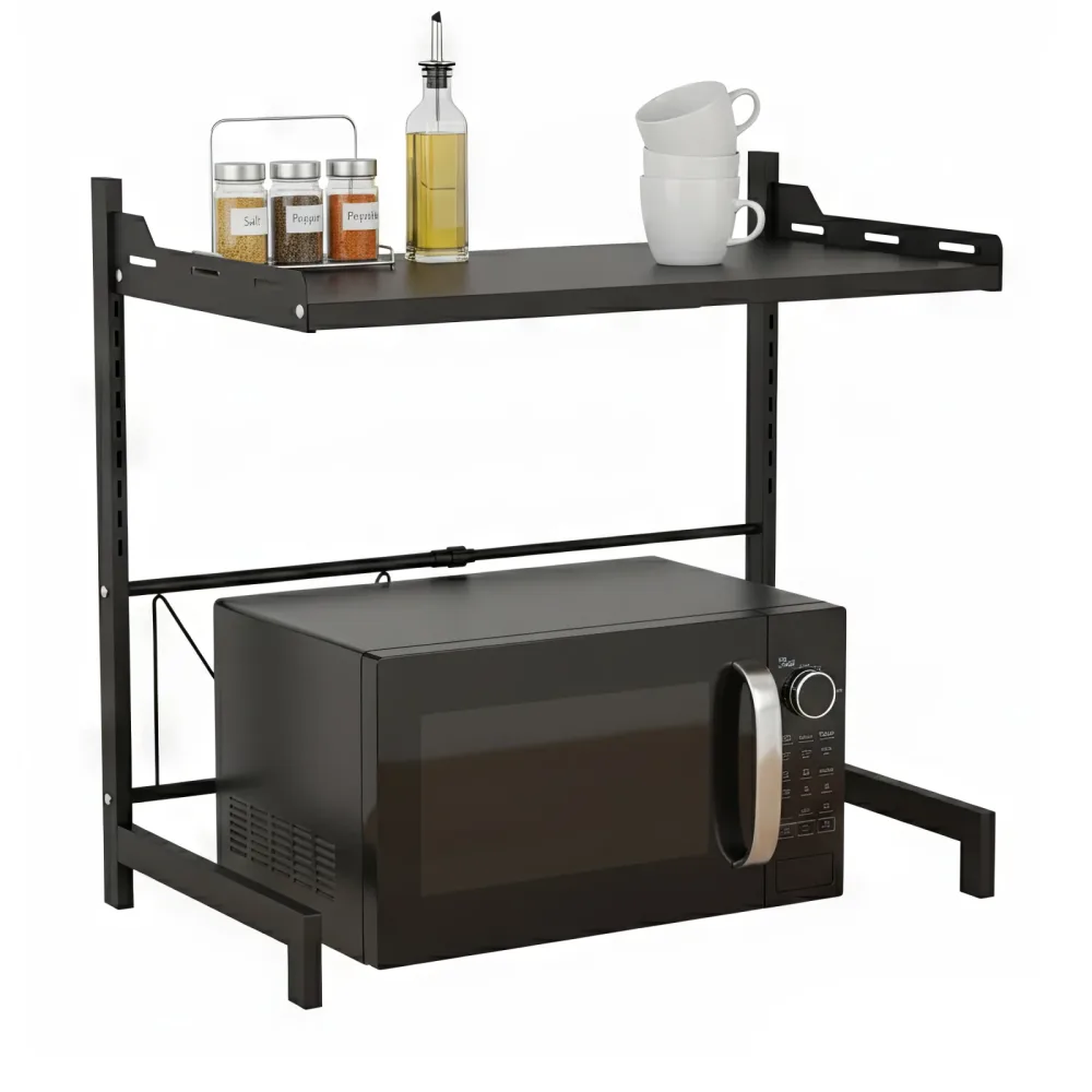 Mikrowellenregal Metall 36 - 65 cm schwarz