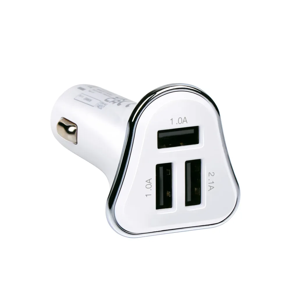 Ladeadapter Auto mit 3 USB Ports weiss