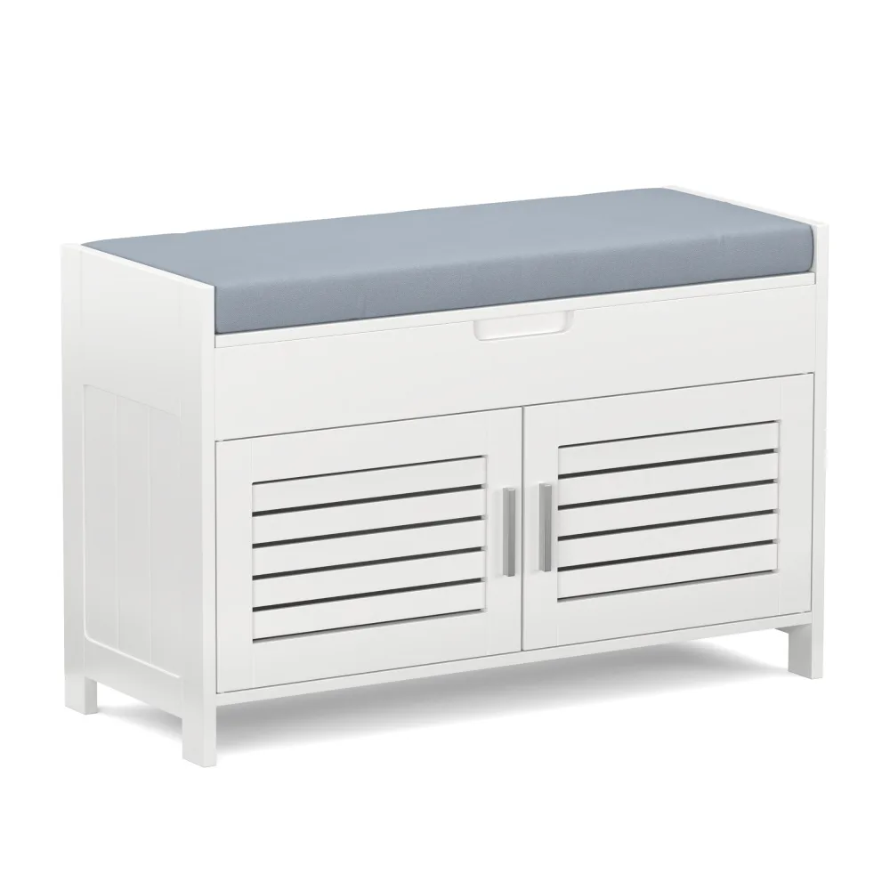 Sitzbank mit Stauraum 90 x 33 x 50 cm weiss