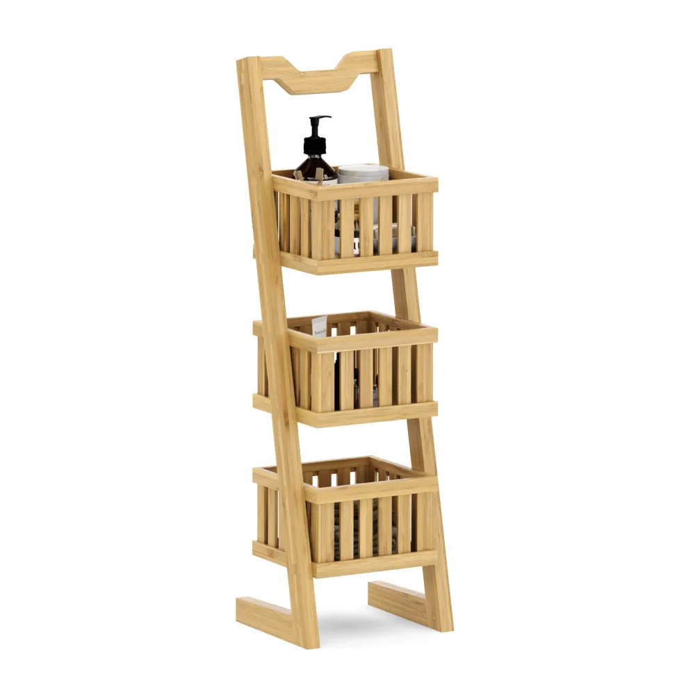 Regal Bambus mit 3 Körben 23 x 20 x 77 cm natur